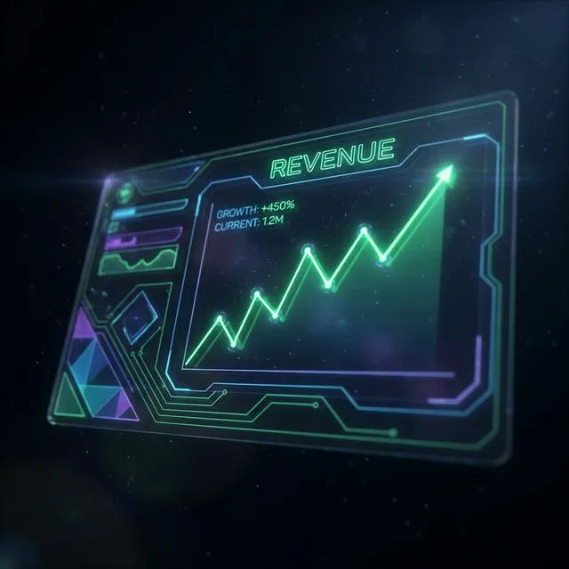 Futuristisches Dashboard mit steigenden grünen Graphen