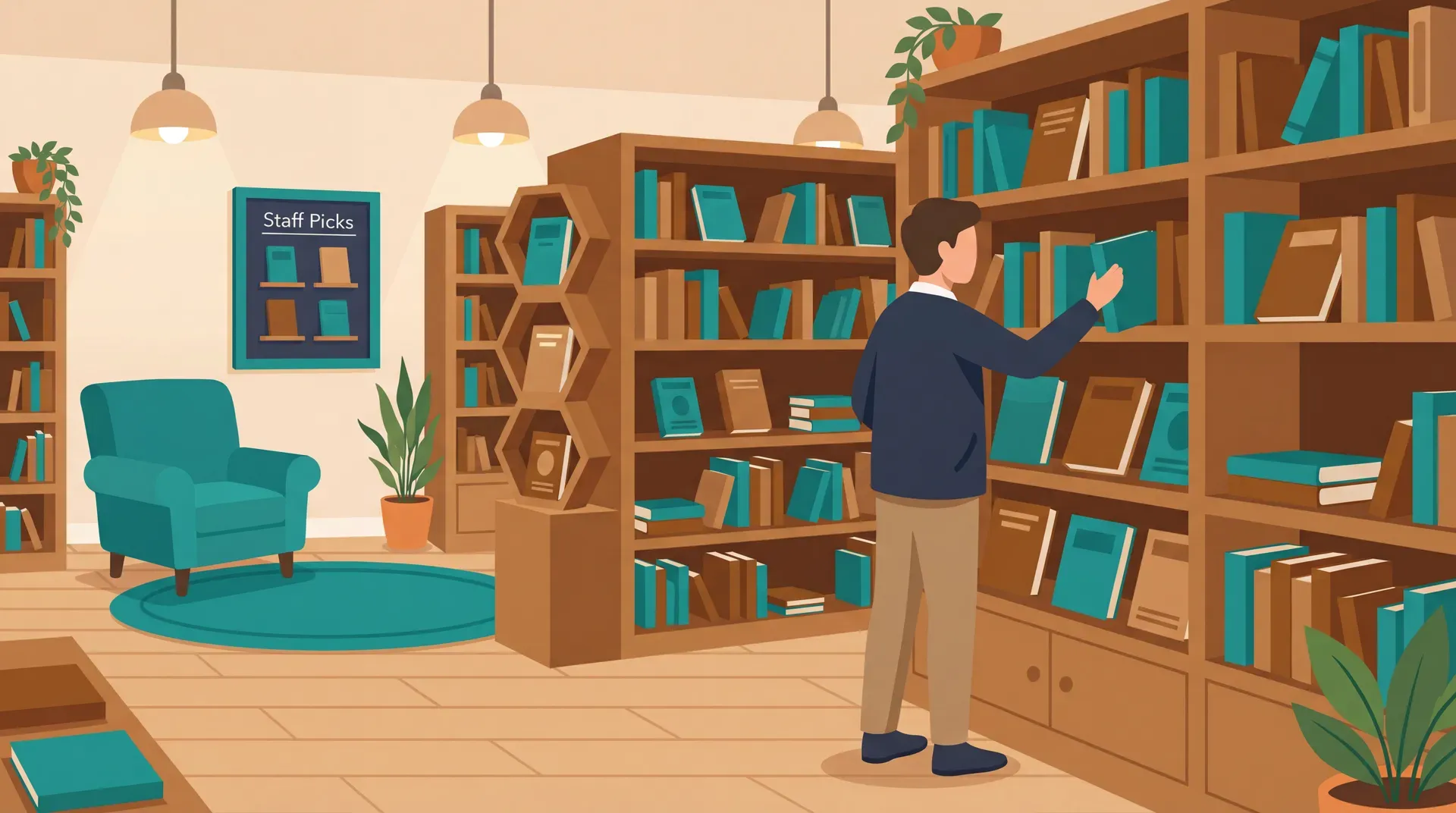 Kunde stöbert in Büchern