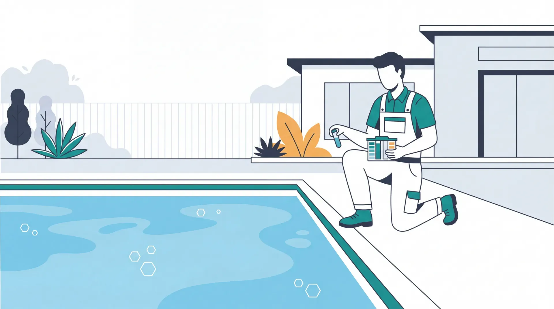 Pooltechniker prüft Wasserqualität